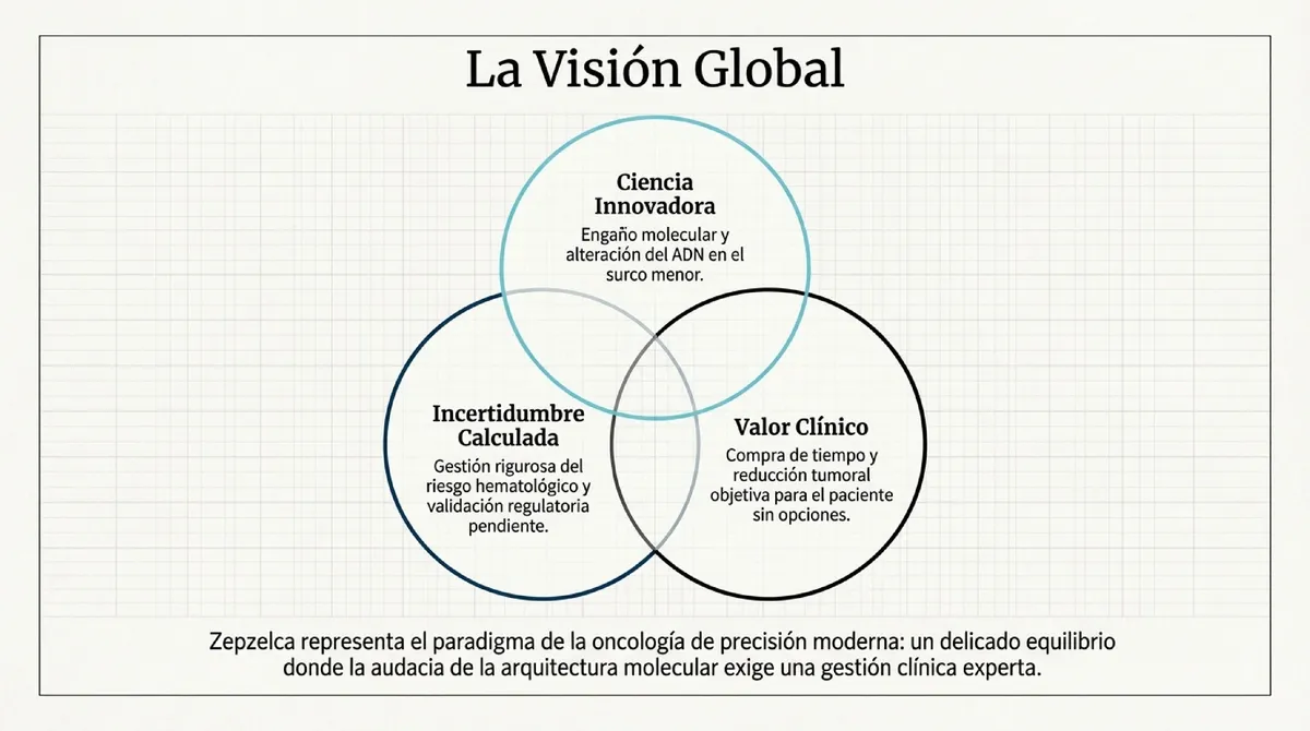 Diagrama de Venn con los conceptos de Ciencia Innovadora, Incertidumbre Calculada y Valor Clínico.