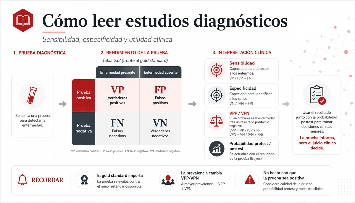 Gráfico de rendimiento de pruebas diagnósticas y tabla 2x2