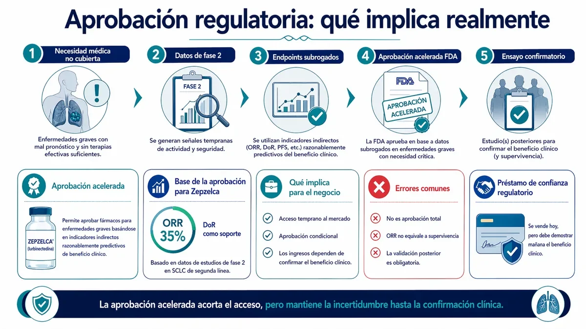 Proceso de aprobación regulatoria acelerada por la FDA.